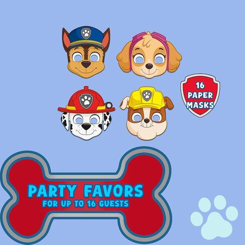 Unique Paw Patrol Party Supplies | Tableware Essentials | Serves 16 | Officially Licensed | Plates, Napkins, Table Cover, Banner, Party Masks | Birthday Decor For Kids, Classrooms in Kuwait