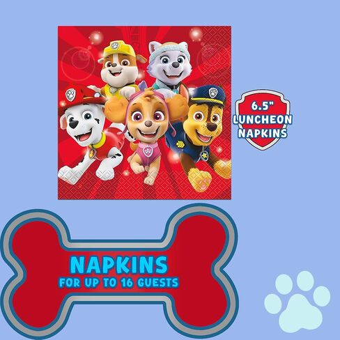 Unique Paw Patrol Party Supplies | Tableware Essentials | Serves 16 | Officially Licensed | Plates, Napkins, Table Cover, Banner, Party Masks | Birthday Decor For Kids, Classrooms in Kuwait