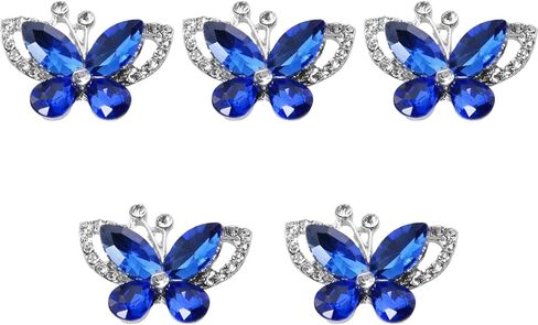 ZCZQC 5PCS Crystal Butterfly Silver Flat Decorations Diamond Craft DIY Jewelry Accessories Royal Blue for Cards Scrapbooks Home Decor Shimmering Butterfly Gems Photo Albums Wedding Invitations in Kuwait