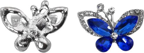 ZCZQC 5PCS Crystal Butterfly Silver Flat Decorations Diamond Craft DIY Jewelry Accessories Royal Blue for Cards Scrapbooks Home Decor Shimmering Butterfly Gems Photo Albums Wedding Invitations in Kuwait