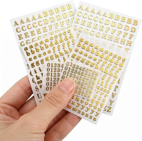 Small Metal Letter Number Stickers, 6 Sheets Gold Sticker Letters Small Alphabet Nail Stickers Self-Adhesive Glitter Mini Decals Sticker Accessories for Scrapbook Nails DIY Crafts Keyboards Manicure in Kuwait