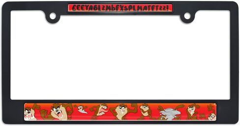 Officially Licensed Looney Tunes Tasmanian Devil Taz Automotive-Grade Plastic 3D Doming Standard Black License Plate Frame Tag Holder for Cars/SUVs/Trucks - Weatherproof in Saudi Arabia