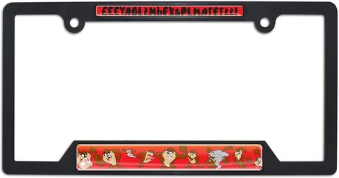 Officially Licensed Looney Tunes Tasmanian Devil Taz Automotive-Grade Plastic 3D Doming Standard Black License Plate Frame Tag Holder for Cars/SUVs/Trucks - Weatherproof in Saudi Arabia