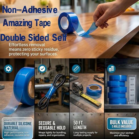 5 Pack Self-Fusing Silicone Amazing Tape (250FT Total), Heavy Duty Emergency Repair Wrap – Waterproof, Leak Proof, Non-Adhesive & No Residue – for Pipe, Hose, Electrical & Automotive, Home DIY in Kuwait