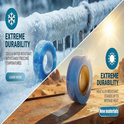 5 Pack Self-Fusing Silicone Amazing Tape (250FT Total), Heavy Duty Emergency Repair Wrap – Waterproof, Leak Proof, Non-Adhesive & No Residue – for Pipe, Hose, Electrical & Automotive, Home DIY in Kuwait