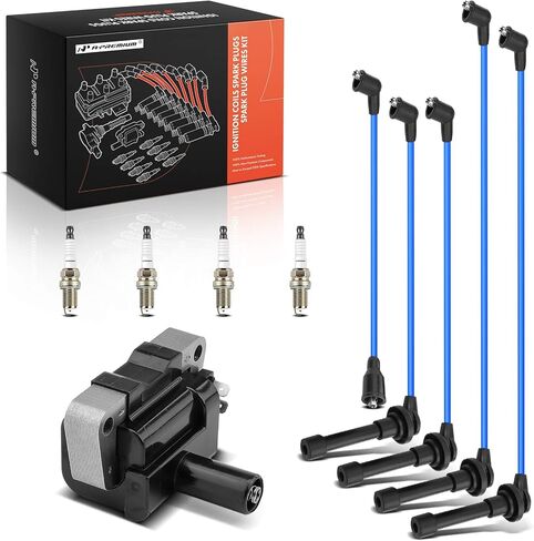 A-Premium 1 Ignition Coils with 5 Wire and 4 Iridium Spark Plugs Compatible with Nissan Sentra 1996 1997 1998 1999, 1.6L in Kuwait
