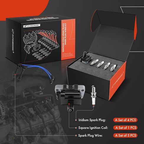 A-Premium 1 Ignition Coils with 5 Wire and 4 Iridium Spark Plugs Compatible with Nissan Sentra 1996 1997 1998 1999, 1.6L in Kuwait