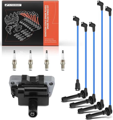 A-Premium 1 Ignition Coils with 5 Wire and 4 Iridium Spark Plugs Compatible with Nissan Sentra 1996 1997 1998 1999, 1.6L in Kuwait
