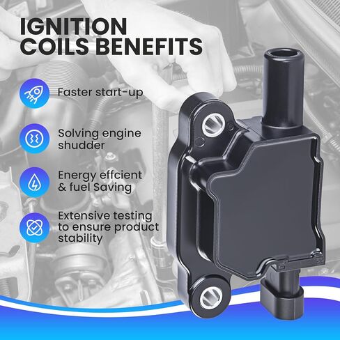 Ignition Coil Pack Compatible with Chevy Cadillac GMC Pontiac 5.3L 6.0L V8 (G8 Grand Prix H3 Silverado Tahoe Yukon Impala) - Replace #12570616 D510C UF413 | 12611424 in Saudi Arabia