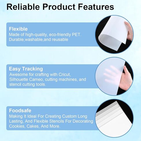 50 Pack 18.8mil PET Blank Mylar Sheets, 12 x 12 Inch Stencil Paper for Laser Cutting, Template Plastic for Quilting, Crafts, Airbrushing, and Food Decoration in Kuwait