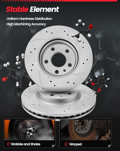 Front Brake Pads and Rotors Kit for Altima [ 2013-2023 ], Geomet Coated Brake Kit, Drilled and Slotted Brake Rotors Pads [ 11.6in ], Automotive Replacement Brake Kits 31464 D1650 in Kuwait