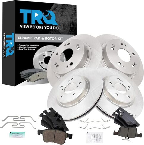TRQ Front and Rear Brake Pad and Rotor Set Ceramic Compatible with 2018-2021 Honda Accord in Kuwait