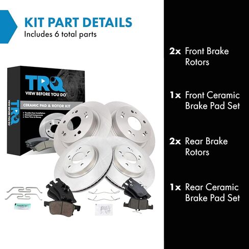 TRQ Front and Rear Brake Pad and Rotor Set Ceramic Compatible with 2018-2021 Honda Accord in Kuwait