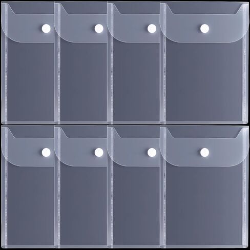 8pcs Plastic Envelopes with Snap Closure, Clear Waterproof Filing Envelopes Document Folders, 5.11x7in A4 Letter Size Reusable Flie Holder Folder for Paper Home School Office Supplies in Saudi Arabia