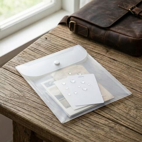 8pcs Plastic Envelopes with Snap Closure, Clear Waterproof Filing Envelopes Document Folders, 5.11x7in A4 Letter Size Reusable Flie Holder Folder for Paper Home School Office Supplies in Saudi Arabia