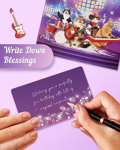 Rock Cats Musical Birthday Card - DIY Age, Blowable Candle, Disco Ball Lights, Meow Rock Happy-birthday Song, Funny Birthday Pop up Card, 3D Cute Surprise Gifts for Women Men Kids Cat Lover in Saudi Arabia