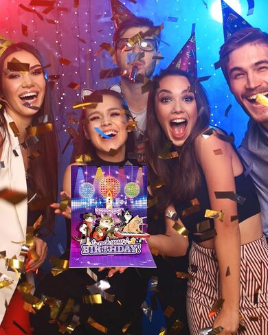 Rock Cats Musical Birthday Card - DIY Age, Blowable Candle, Disco Ball Lights, Meow Rock Happy-birthday Song, Funny Birthday Pop up Card, 3D Cute Surprise Gifts for Women Men Kids Cat Lover in Saudi Arabia