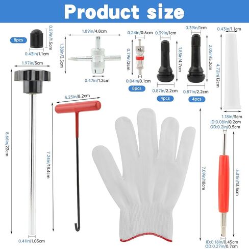 Quick Tire Valve Change Tool for Cars, 22Pcs Quick Change Tire Valve Replacement Tool Kit, 4Pcs TR413, 4Pcs TR414 Snap in Short Rubber Valv-e Stem for Cars, Motorcycles in Kuwait