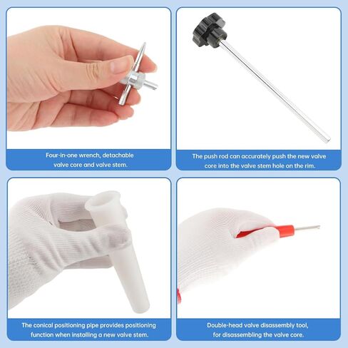 Quick Tire Valve Change Tool for Cars, 22Pcs Quick Change Tire Valve Replacement Tool Kit, 4Pcs TR413, 4Pcs TR414 Snap in Short Rubber Valv-e Stem for Cars, Motorcycles in Kuwait