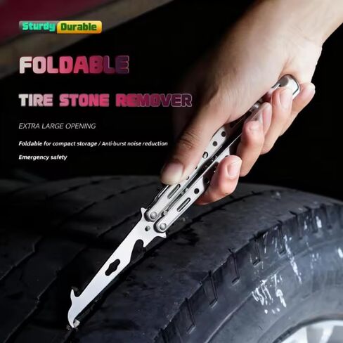 Automotive Tire Stone Cleaning Hook Balisong Type Folding Car Tire Stone Remover Puller Pick Car Tire Rock Removing Tool for Tire Treads Rocks AT All-Terrain SUV Tires Mud Off-Road Radial Tire in Saudi Arabia