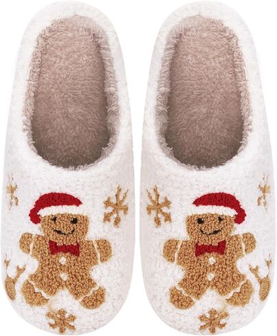 Christmas Reindeer Slippers for Women Men, Fuzzy Memory Foam House Holiday Slippers, Winter Non-Slip Plush Fluffy Cute Slipper Indoor Outdoor Winter Bedroom Shoes Halloween Christmas Gift in Saudi Arabia