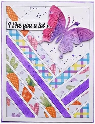Butterfly Diagonal Lines Frame Dies Metal Die Cuts, Butterfly Frame Cutting Dies Cut Stencils for DIY Scrapbooking Cards Photo Album Decorative Embossing Paper Dies for Scrapbooking Card Making in Kuwait