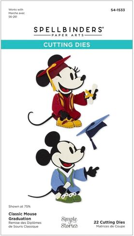 Spellbinders Classic Mouse Graduation Etched Dies, 22 Cutting Dies, Scrapbooking and Card Making in Kuwait