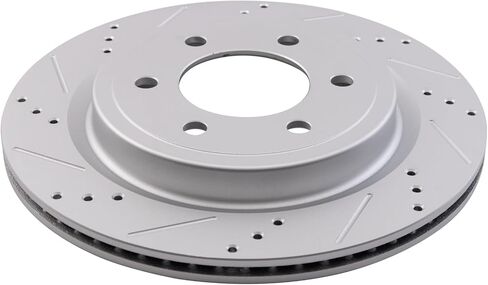 TRQ Rear Brake Rotor Set G Coated Vented Drilled and Slotted Compatible with 2021-2024 Ford F-150 2022-2023 Expedition 2022-2023 Lincoln Navigator in Kuwait