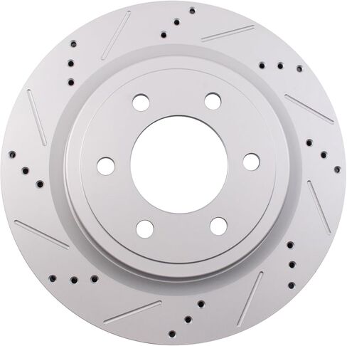 TRQ Rear Brake Rotor Set G Coated Vented Drilled and Slotted Compatible with 2021-2024 Ford F-150 2022-2023 Expedition 2022-2023 Lincoln Navigator in Kuwait