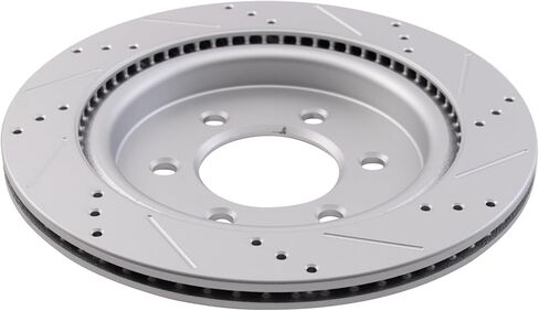 TRQ Rear Brake Rotor Set G Coated Vented Drilled and Slotted Compatible with 2021-2024 Ford F-150 2022-2023 Expedition 2022-2023 Lincoln Navigator in Kuwait