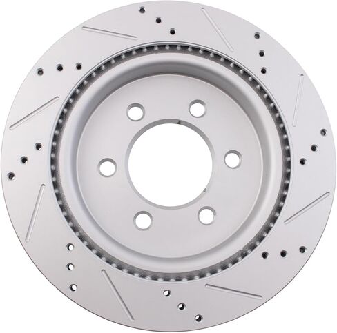 TRQ Rear Brake Rotor Set G Coated Vented Drilled and Slotted Compatible with 2021-2024 Ford F-150 2022-2023 Expedition 2022-2023 Lincoln Navigator in Kuwait