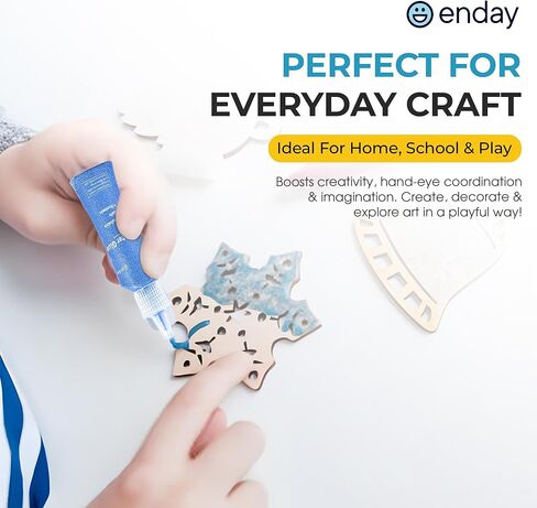 Enday Glitter Glue for Crafts - 12 Assorted Colors - Non-Toxic Washable Glitter Glue Pens, Bulk Pack Bright Classic Colors, Used for Gluing, Drawing, Writing, Christmas Stockings. in Kuwait