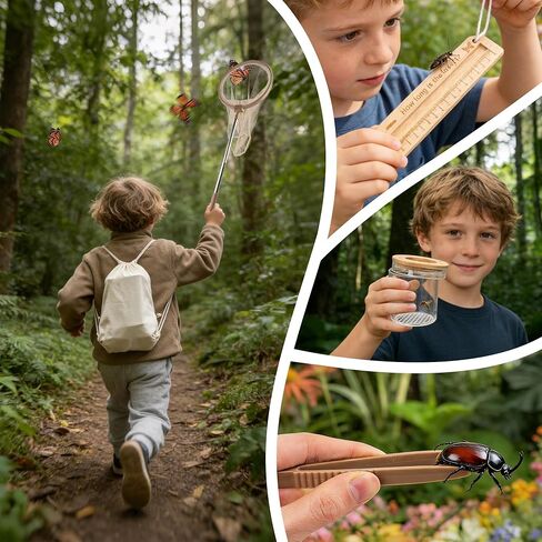 Wooden Bug Catcher for Kids, Outdoor Explorer Bug Catching Kit with Butterfly Kit, Bug Habitat & Magnifying Glass, Adventure Set for Backyard & Camping, Outdoor Toys for Toddlers 3+ Years in Saudi Arabia