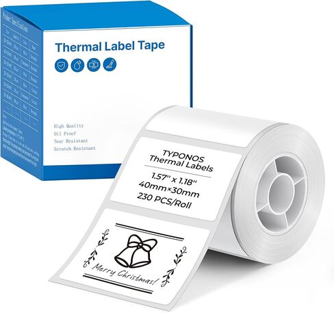 Genuine Thermal Labels for PM240 Printer, 1.57'' x 1.18'' (40x30mm), 230 Labels/Roll, Waterproof, Oil-Proof, Auto Detect Label, High‑Definition Labels for Small Business Office School, White in Saudi Arabia