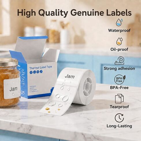 Genuine Thermal Labels for PM240 Printer, 1.57'' x 1.18'' (40x30mm), 230 Labels/Roll, Waterproof, Oil-Proof, Auto Detect Label, High‑Definition Labels for Small Business Office School, White in Saudi Arabia