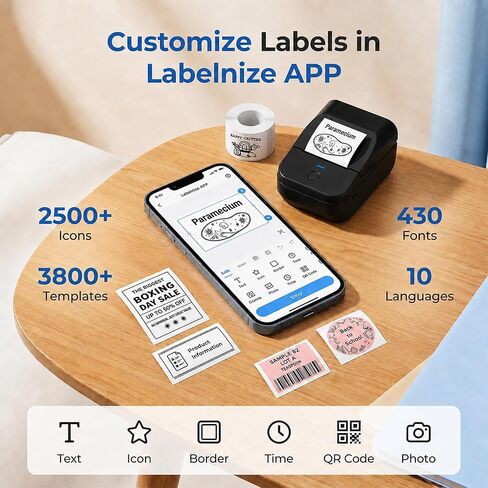 Genuine Thermal Labels for PM240 Printer, 1.57'' x 1.18'' (40x30mm), 230 Labels/Roll, Waterproof, Oil-Proof, Auto Detect Label, High‑Definition Labels for Small Business Office School, White in Saudi Arabia