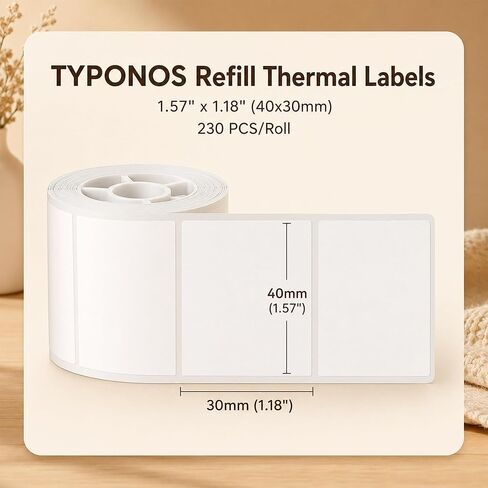 Genuine Thermal Labels for PM240 Printer, 1.57'' x 1.18'' (40x30mm), 230 Labels/Roll, Waterproof, Oil-Proof, Auto Detect Label, High‑Definition Labels for Small Business Office School, White in Saudi Arabia