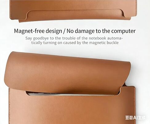 PU Leather Laptop Sleeve with Charger Pouch, Waterproof Shockproof Case for 11 12 13 13.3 14 15 15.4 15.6 16 Inch Notebook, No Magnetic Closure, Convertible Mouse Pad Surface (Brown, 14") in Saudi Arabia
