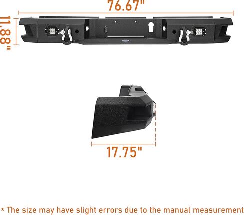 Hooke Road 10-18 Ram 2500 Rear Bumper w/LED Lights for 2010-2018 Dodge Ram 2500 3500, Offroad Back Steel Bumper Retain OEM Receiver Hitch in Kuwait