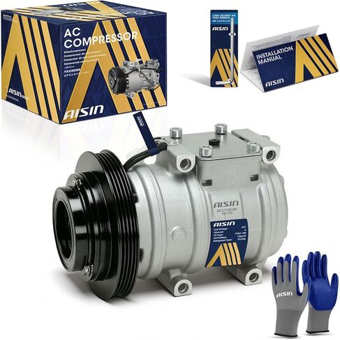 AISIN AFTERMARKET ACCT-00184 Air Conditioner AC Compressor - Compatible with Toyota 4Runner 1996-2002 3.4L - with 4-Pulley Groove, with Clutch in Kuwait