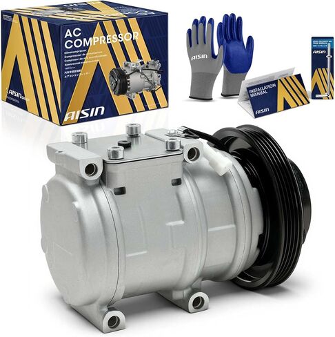 AISIN AFTERMARKET ACCT-00184 Air Conditioner AC Compressor - Compatible with Toyota 4Runner 1996-2002 3.4L - with 4-Pulley Groove, with Clutch in Kuwait