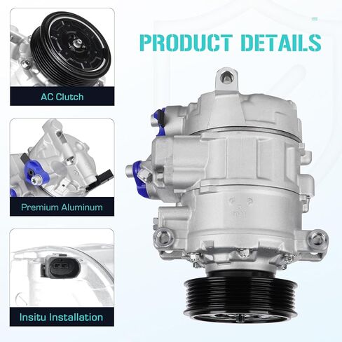 AC Air Condition Compressor Fits for 2007-2012 Audi A4 1.8L 2.0L, 2010-2012 A4 Quattro 2.0L 3.2L, 2010-2016 A5 Quattro 2.0 3.0, 2013-2016 allroad 2.0, 2010-2020 Q5 2.0, Fit for 17-22 Porsche Macan in Kuwait