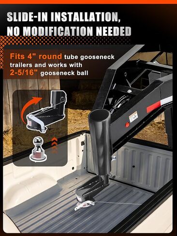 8" Offset Gooseneck Hitch Extender,Gooseneck Coupler for 2-5/16" Gooseneck Ball, Fits 4" Round Tube Gooseneck Trailers, Provides Extra Clearance & Improved Turning Safety for Short Bed Trucks in Saudi Arabia