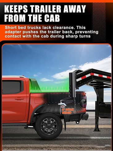 8" Offset Gooseneck Hitch Extender,Gooseneck Coupler for 2-5/16" Gooseneck Ball, Fits 4" Round Tube Gooseneck Trailers, Provides Extra Clearance & Improved Turning Safety for Short Bed Trucks in Saudi Arabia