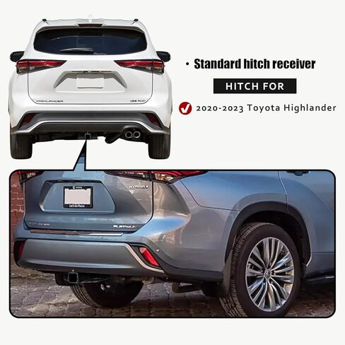 for 2020-2023 Toyota Highlander Steel Class 3 Trailer Hitch 2" Rear Tow Receiver（Black Texture） in Saudi Arabia
