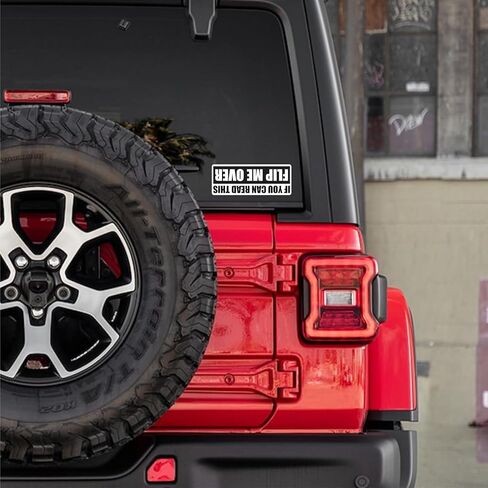 (2Pcs) If You Can Read This Flip Me Over Vinyl Sticker Decal for Car Truck, SUV, Boat, ATV Utility Vehicle 4x4 Off Road and UTVs - Black and White in Saudi Arabia