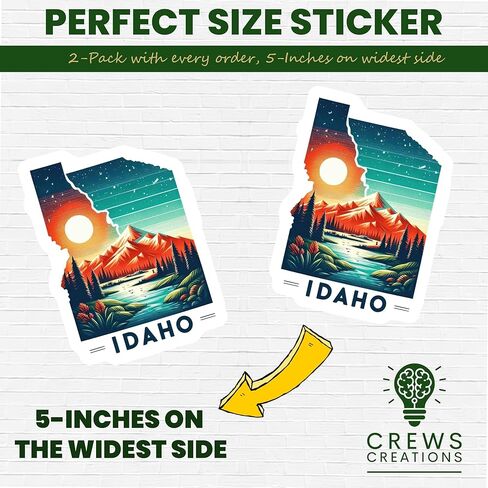 Idaho Mountain Sunset Sticker, Nature Landscape Decal, Outdoor Adventure Art, Scenic Travel Sticker, Wilderness Vinyl Sticker - 5-Inch Sticker - 2-Pack - CCSTICKER00620 in Kuwait