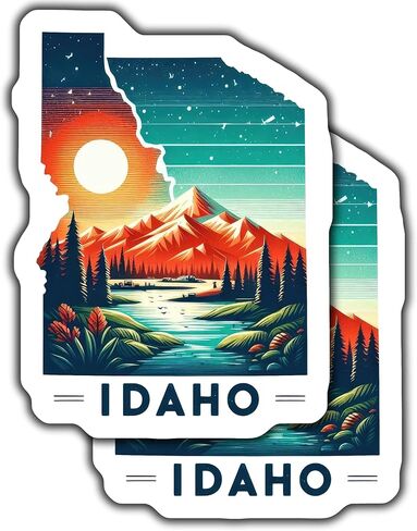 Idaho Mountain Sunset Sticker, Nature Landscape Decal, Outdoor Adventure Art, Scenic Travel Sticker, Wilderness Vinyl Sticker - 5-Inch Sticker - 2-Pack - CCSTICKER00620 in Kuwait