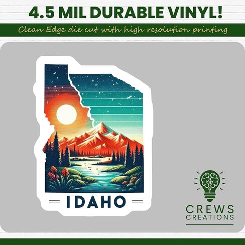 Idaho Mountain Sunset Sticker, Nature Landscape Decal, Outdoor Adventure Art, Scenic Travel Sticker, Wilderness Vinyl Sticker - 5-Inch Sticker - 2-Pack - CCSTICKER00620 in Kuwait