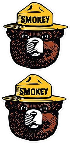 WSQ 2-Pack Smokey Firefighting Awareness Vinyl Sticker Decal - 4.74x4.85 Inches - for Car Truck SUV Van Window Bumper Wall Laptop Tablet Cup Tumbler and Any Smooth Surface in Kuwait